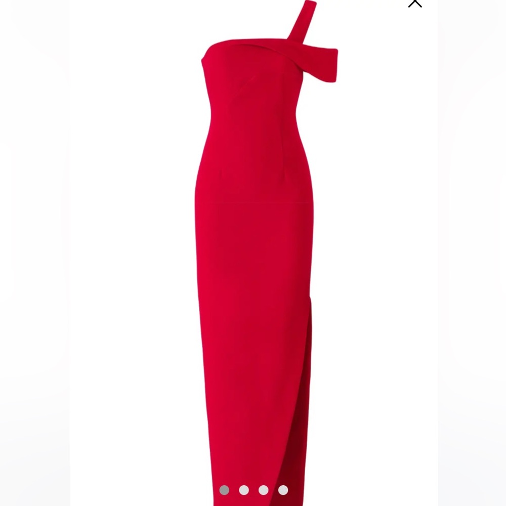 Long red one shoulder formal dress